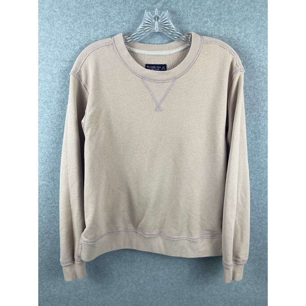Abercrombie &‎ Fitch Soft Fleece Sweatshirt Size XS Cream Long Sleeved Crewneck